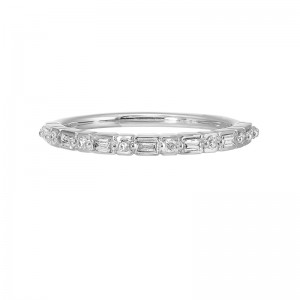 14Kt White Gold Diamond 1/5Ctw Stackable Ring