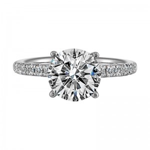 14K White Semi Mount 3/8Ctw For 2Ctw Round Center