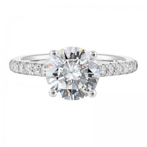 14K White Semi Mount 1/2Ctw For 2Ctw Round Center
