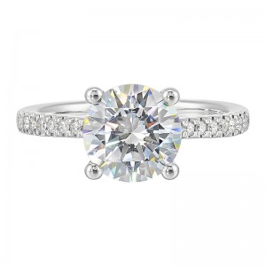 14K White Semi Mount 1/4Ctw For 2Ctw Round Center