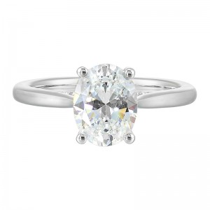 14K White Semi Mount 1/5Ctw For 2Ct Oval Center