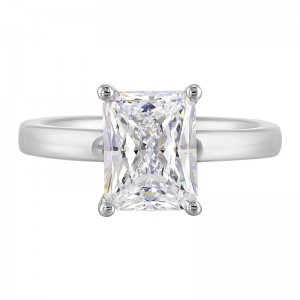 14K White Semi Mount 1/15Ctw For 2Ctw Radiant Center