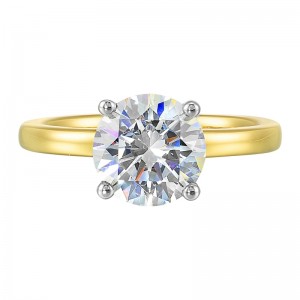 14K White Yellow Semi Mount 1/20Ctw For 2Ct Round Center