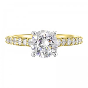 14K White Yellow Semi Mount 1/2Ctw For 1 1/2Ct Round Center