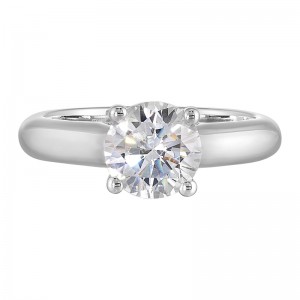 14K White Semi Mount 1/20Ctw For 1 1/2Ct Round Center