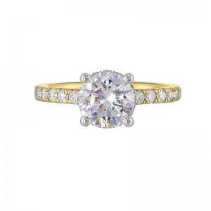 14K White Yellow Semi Mount 3/8Ctw For 1 1/2Ct Round Center