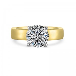 14K White Yellow Semi Mount 1/10Ctw For 2Ct Round Center