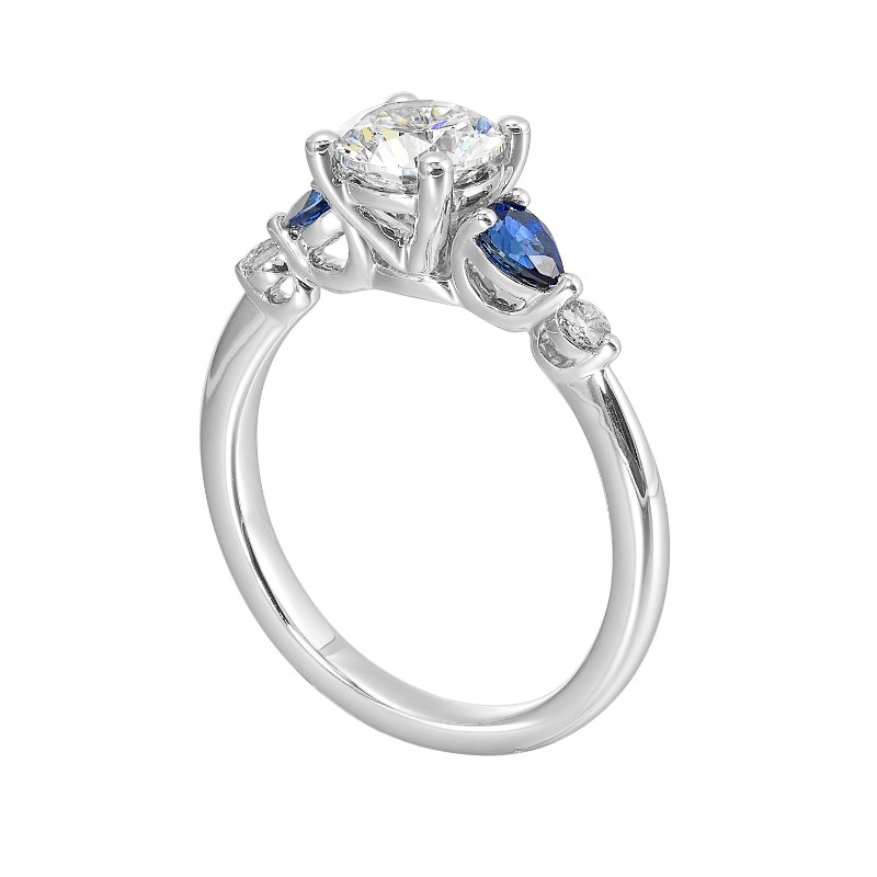 14Kt White Gold Semi Mount 1/12Ctw For 1Ctw Round Center