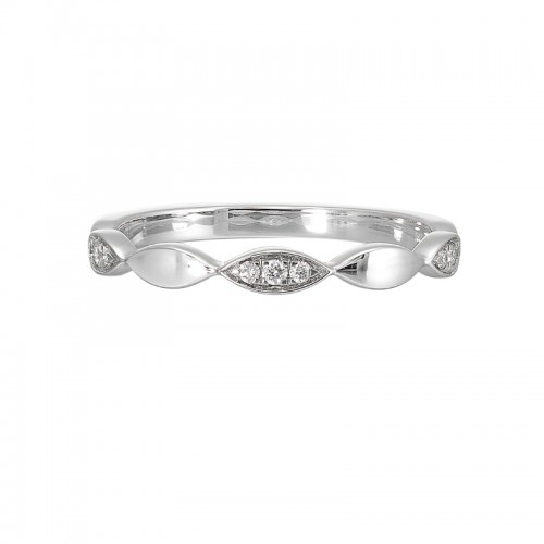 14Kt White Gold Diamond 1/15Ctw Stackable Ring