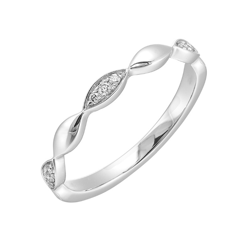 14Kt White Gold Diamond 1/15Ctw Stackable Ring