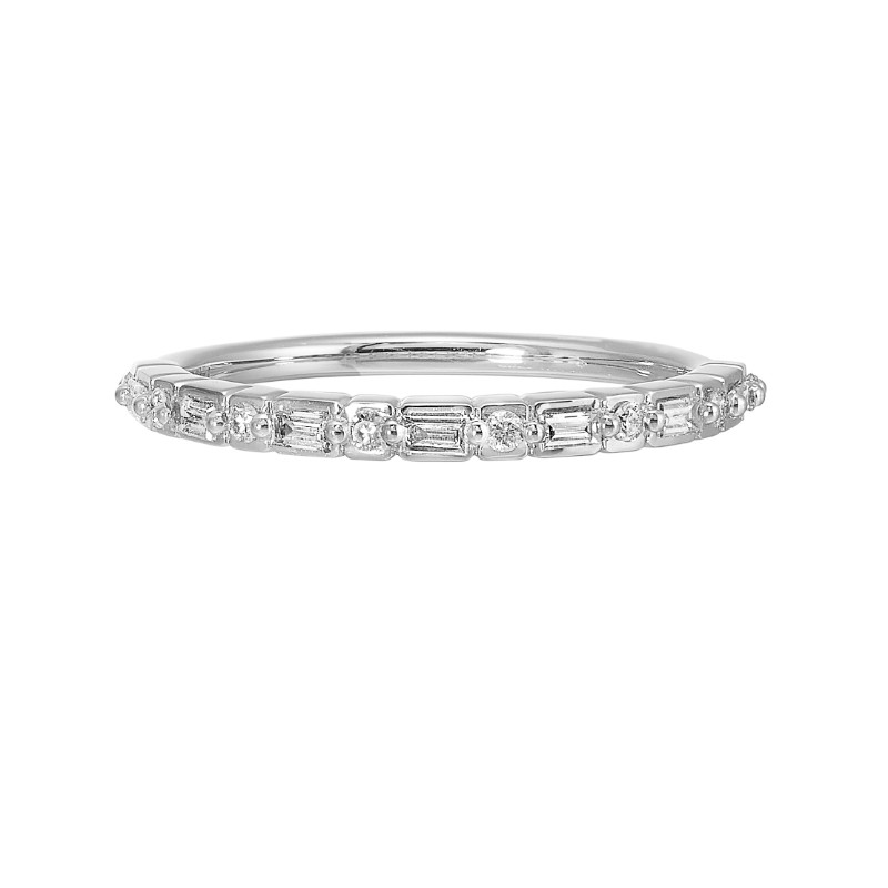 14Kt White Gold Diamond 1/5Ctw Stackable Ring