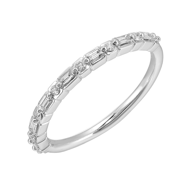 14Kt White Gold Diamond 1/5Ctw Stackable Ring