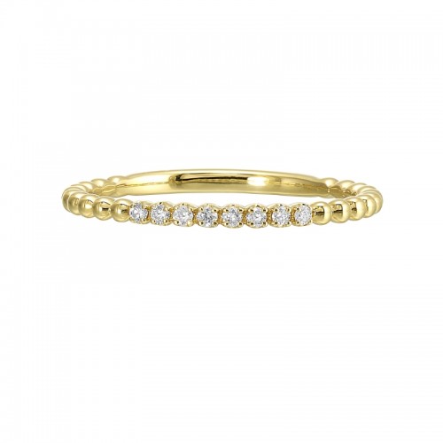 14Kt Yellow Gold Diamond 1/20Ctw Stackable Ring