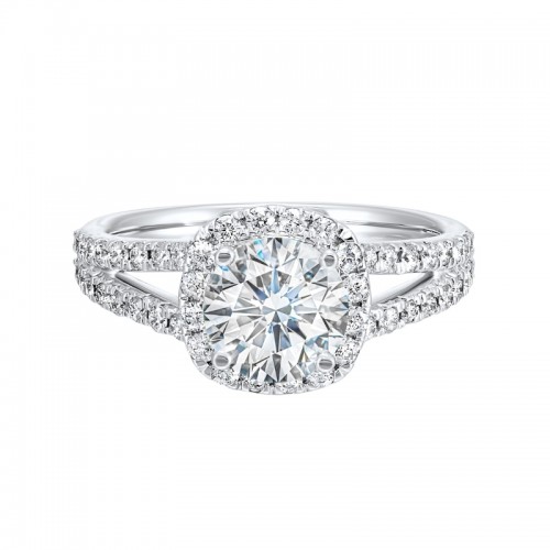 14Kt White Gold Semi Mount 1/2Ctw For 1Ctw Round Center