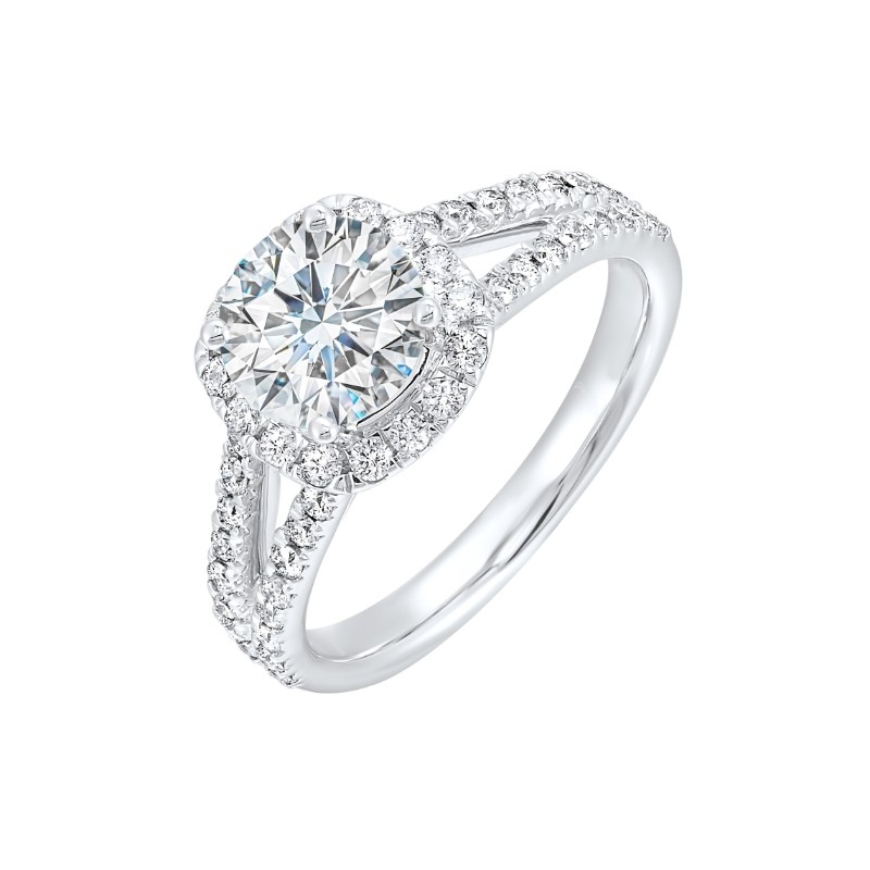 14Kt White Gold Semi Mount 1/2Ctw For 1Ctw Round Center