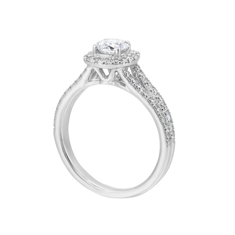 14Kt White Gold Semi Mount 1/2Ctw For 1Ctw Round Center
