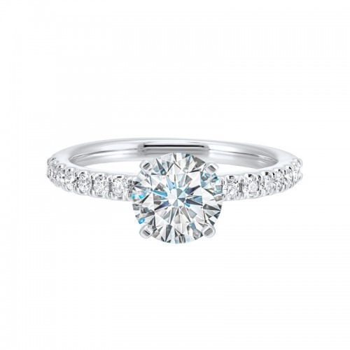 14Kt White Gold Semi Mount 1/4Ctw For 1Ctw Round Center