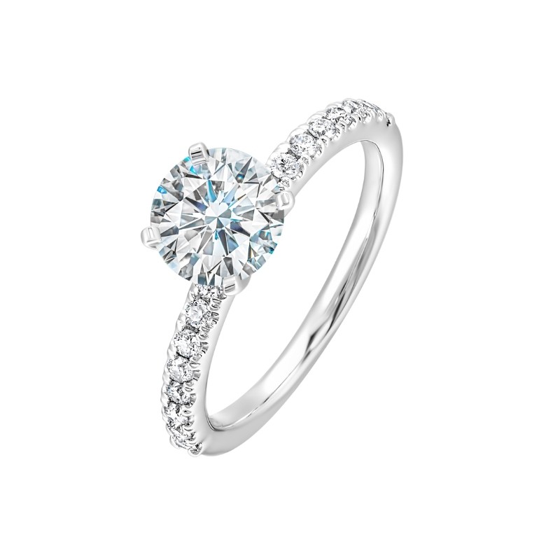 14Kt White Gold Semi Mount 1/4Ctw For 1Ctw Round Center