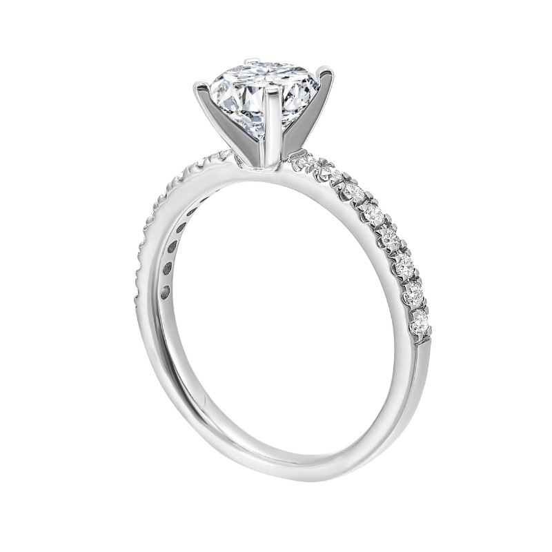 14Kt White Gold Semi Mount 1/4Ctw For 1Ctw Round Center