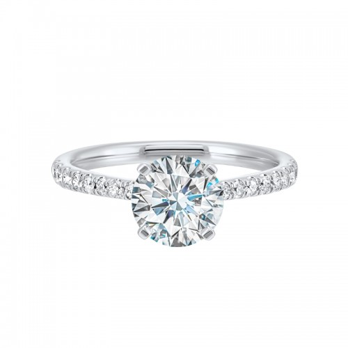 14Kt White Gold Semi Mount 1/4Ctw For 1Ctw Round Center
