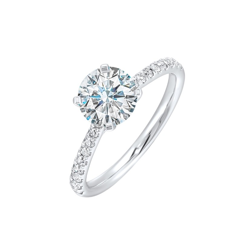 14Kt White Gold Semi Mount 1/4Ctw For 1Ctw Round Center