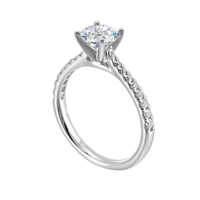 14Kt White Gold Semi Mount 1/4Ctw For 1Ctw Round Center