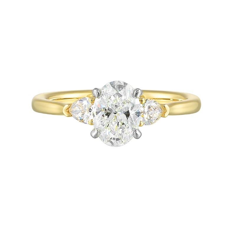 14Kt White & Yellow Gold Semi Mount 1/3Ctw For 1Ctw Oval Center