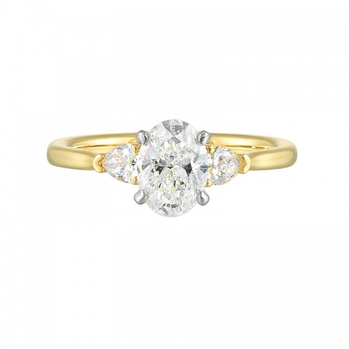 14Kt White & Yellow Gold Semi Mount 1/3Ctw For 1Ctw Oval Center