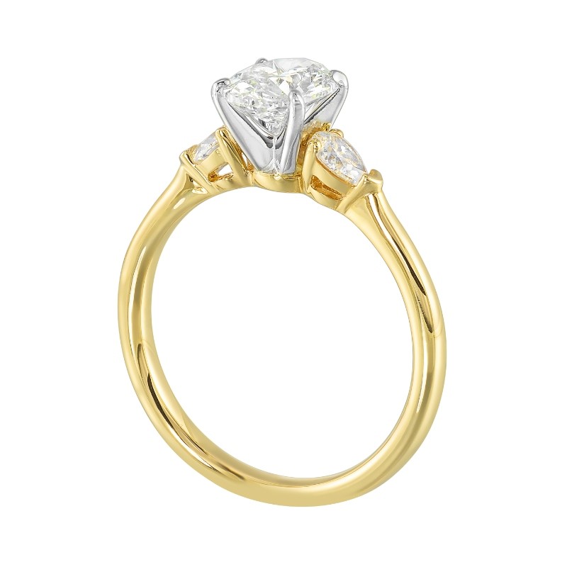 14Kt White & Yellow Gold Semi Mount 1/3Ctw For 1Ctw Oval Center