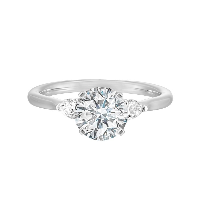 14Kt White Gold Semi Mount 1/3Ctw For 1Ctw Round Center