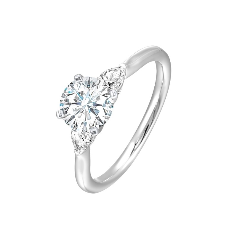 14Kt White Gold Semi Mount 1/3Ctw For 1Ctw Round Center