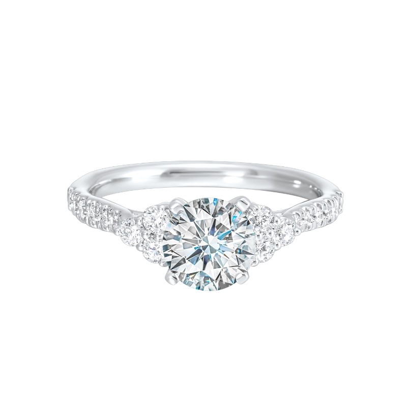 14Kt White Gold Semi Mount 1/3Ctw For 1Ctw Round Center