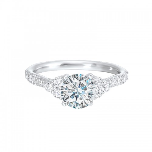 14Kt White Gold Semi Mount 1/3Ctw For 1Ctw Round Center