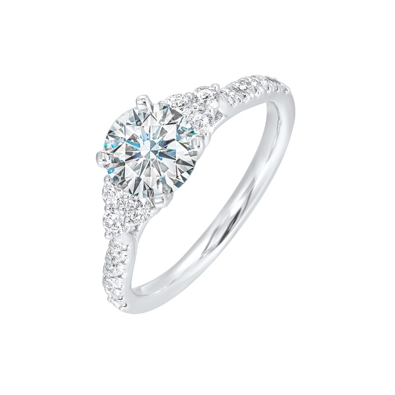 14Kt White Gold Semi Mount 1/3Ctw For 1Ctw Round Center