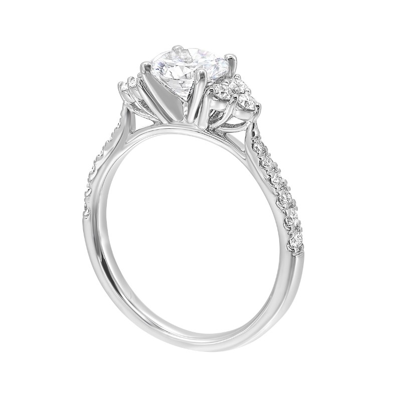 14Kt White Gold Semi Mount 1/3Ctw For 1Ctw Round Center