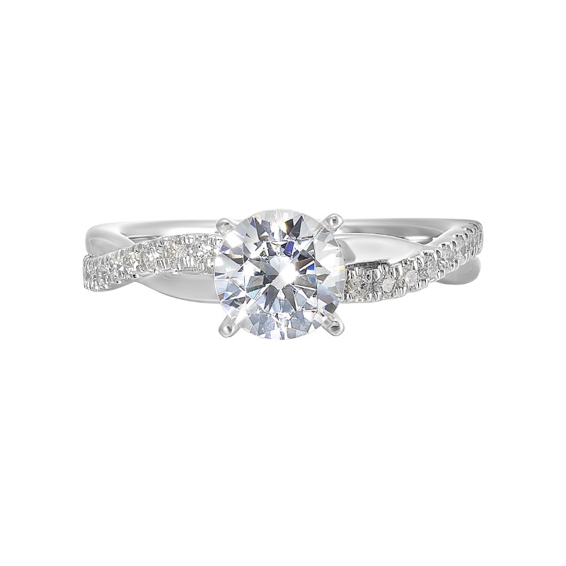 14Kt White Gold Semi Mount 1/5Ctw For 1Ctw Round Center