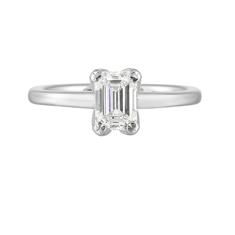 14Kt White Gold Semi Mount For 1Ctw Emerald Cut Center
