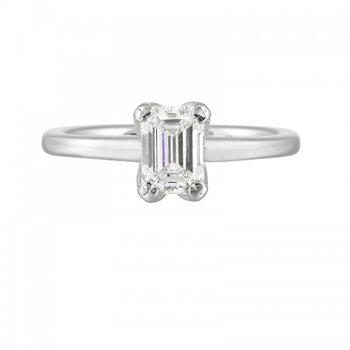14Kt White Gold Semi Mount For 1Ctw Emerald Cut Center