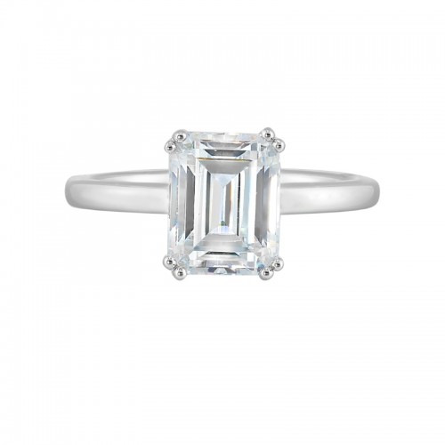 14Kt White Gold Semi Mount For 2Ctw Emerald Cut Center