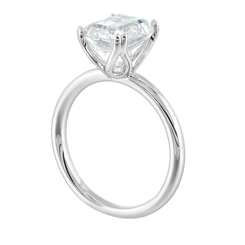 14Kt White Gold Semi Mount For 2Ctw Emerald Cut Center