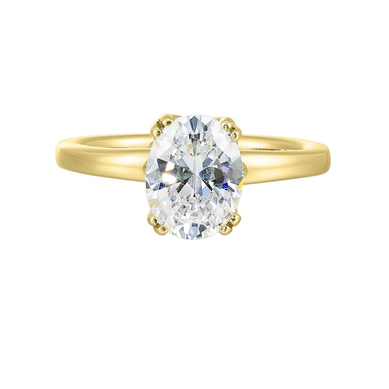 14Kt Yellow Gold Semi Mount For 2Ctw Oval Center