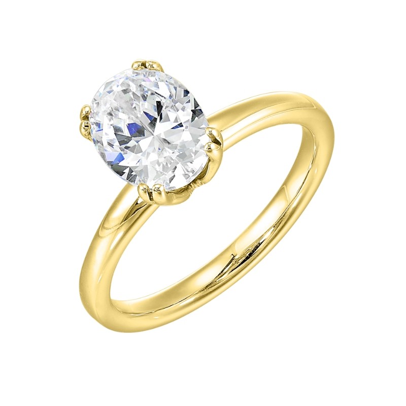 14Kt Yellow Gold Semi Mount For 2Ctw Oval Center