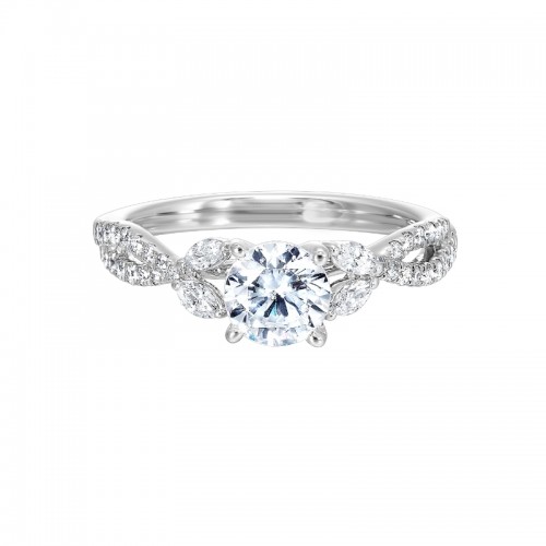 14Kt White Gold Semi Mount 1/3Ctw For 1Ctw Round Center