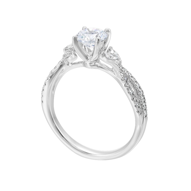 14Kt White Gold Semi Mount 1/3Ctw For 1Ctw Round Center