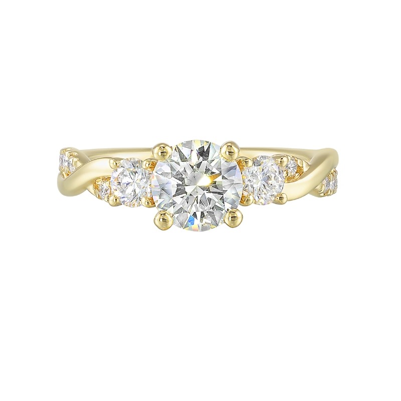 14Kt Yellow Gold Semi Mount 5/8Ctw For 2Ctw Round Center