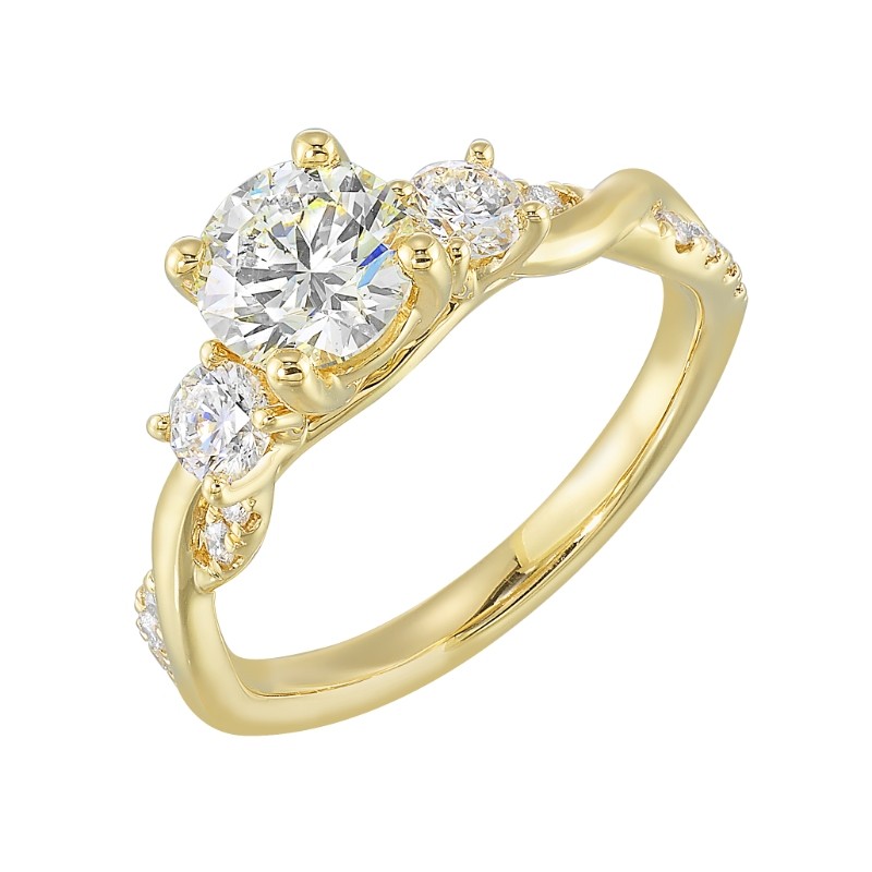 14Kt Yellow Gold Semi Mount 5/8Ctw For 2Ctw Round Center