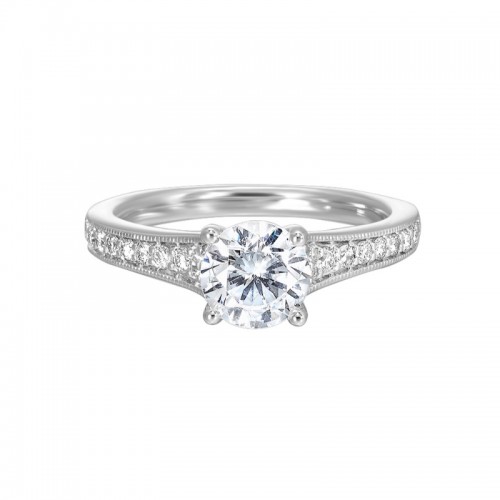 14Kt White Gold Semi Mount 1/5Ctw For 1Ctw Round Center