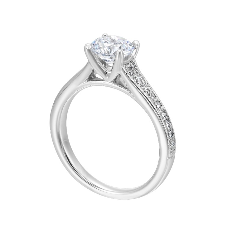 14Kt White Gold Semi Mount 1/5Ctw For 1Ctw Round Center