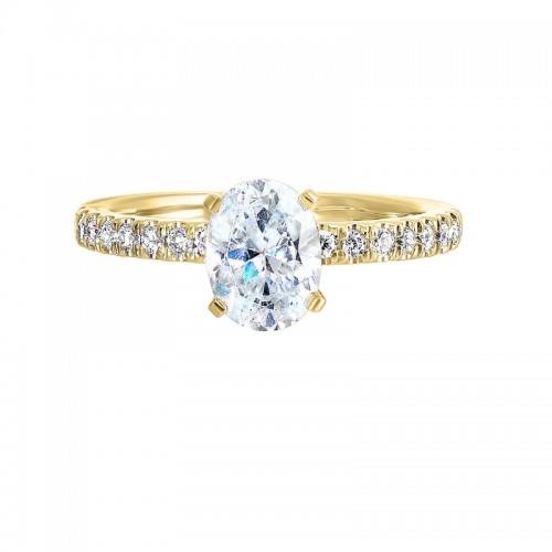 14Kt Yellow Gold Semi Mount 1/5Ctw For 1Ctw Oval Center