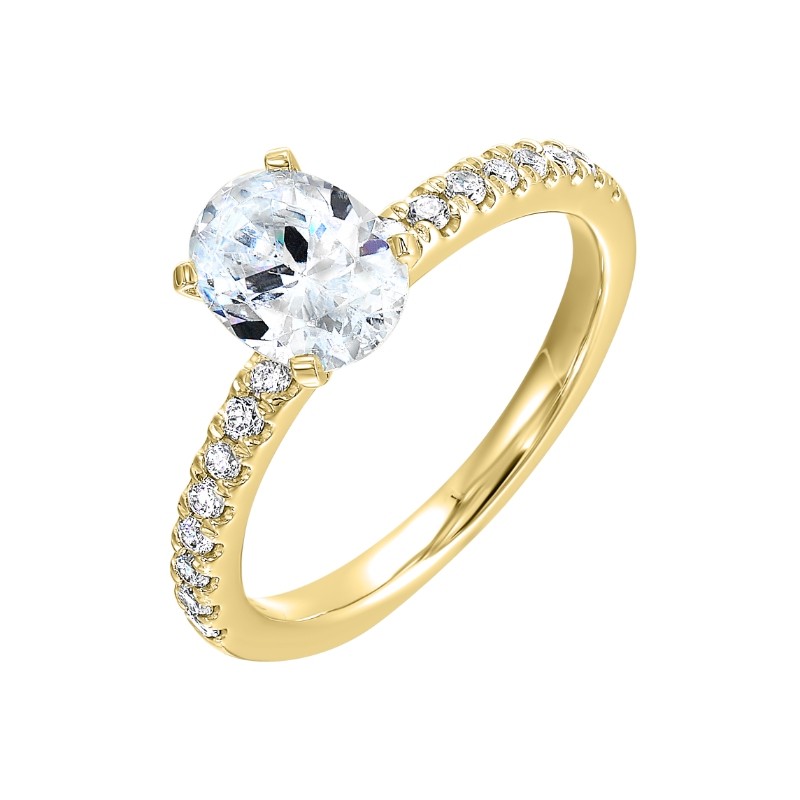 14Kt Yellow Gold Semi Mount 1/5Ctw For 1Ctw Oval Center